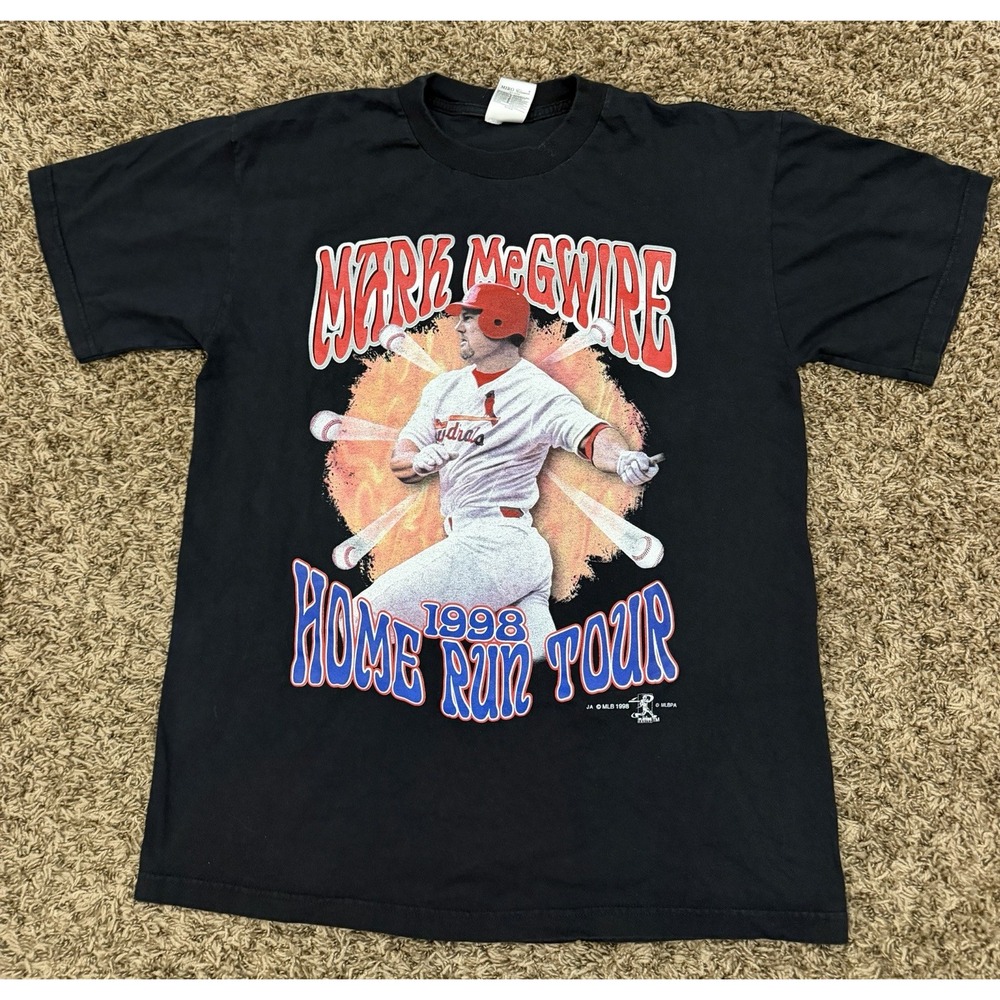 Vintage Mark McGwire Baseball Home Run Tour 1998 T-Shirt Black Men's Large